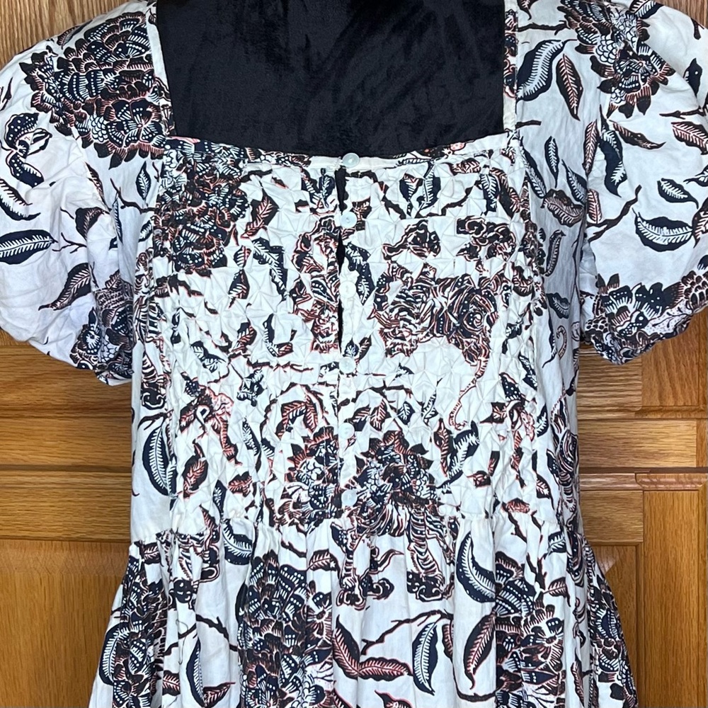 House of Harlow 1960 Ozzie Ivory Floral Print Puff Sleeve Mini Dress Size Medium - Picture 3 of 15